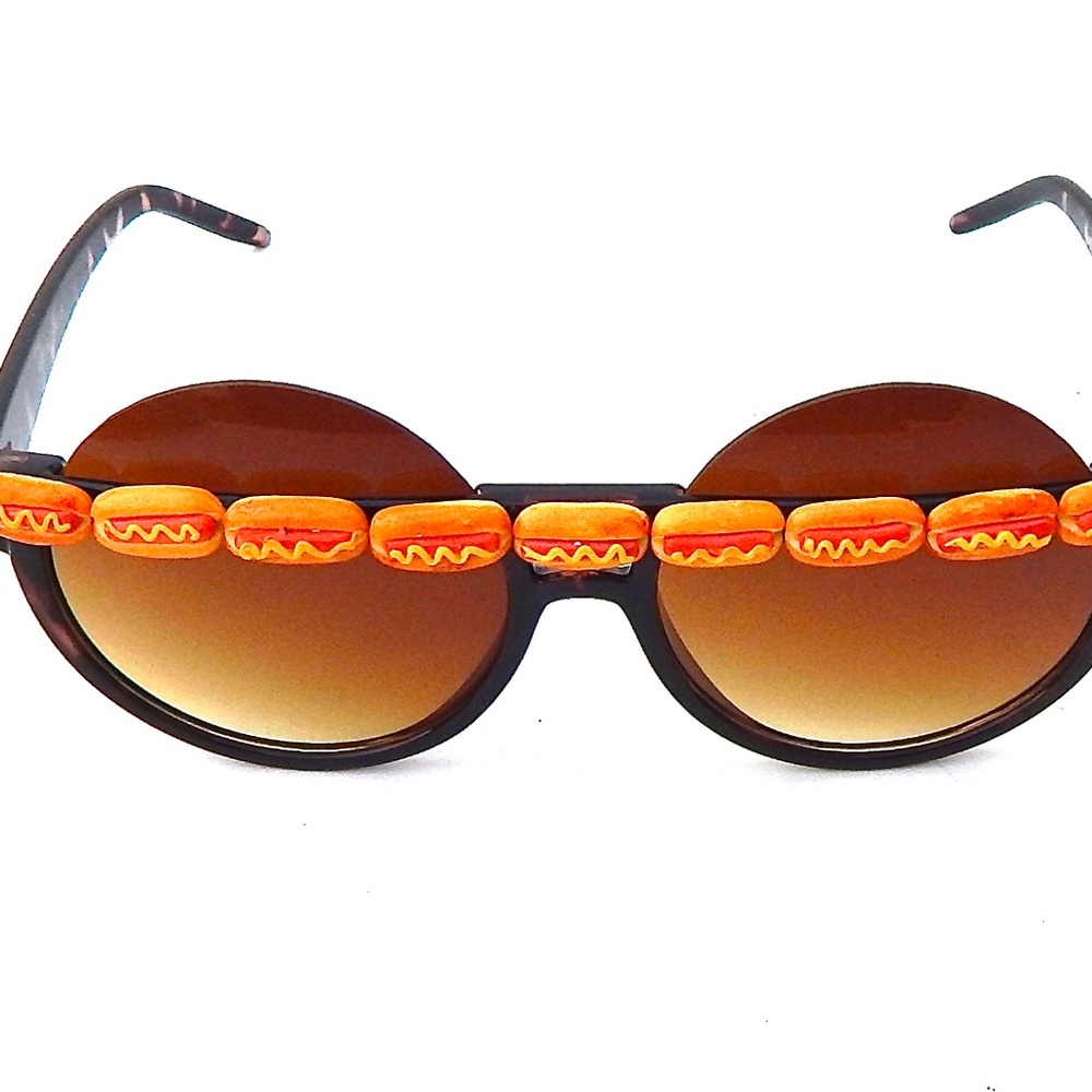 GASOLINE GLAMOUR HOT DOG MUSTARD PEEKABOO GLASSES 🌭🌭🌭